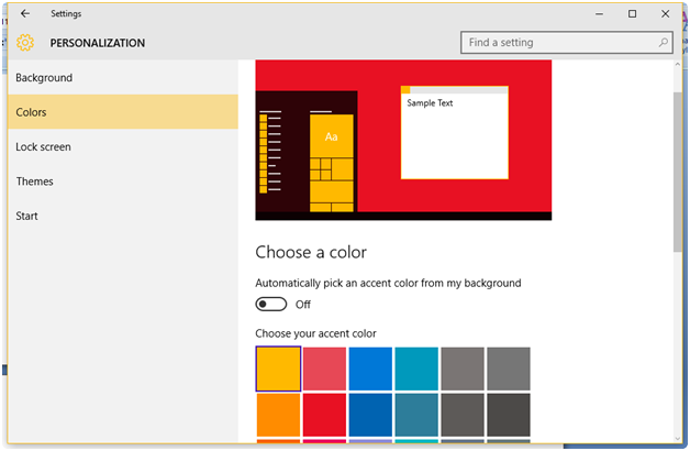 select my preferred color 